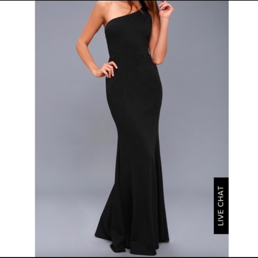 Lulus Brittany One-Shoulder Black Maxi Dress